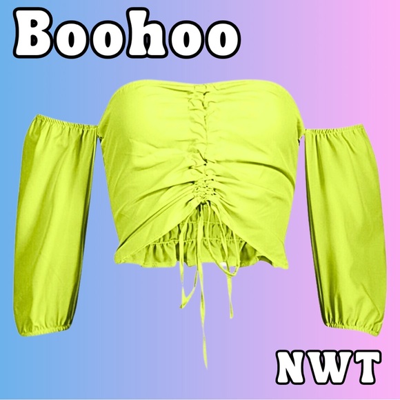 Boohoo Ruched Crop Top - Picture 2 of 9